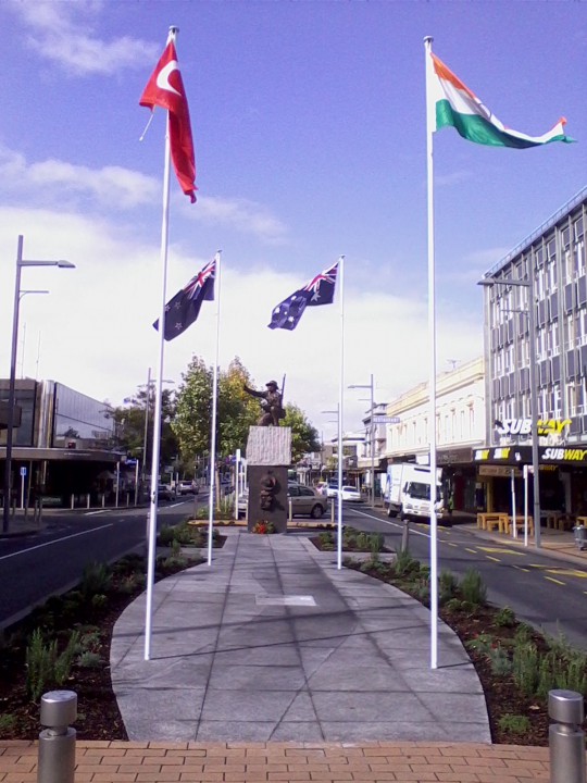 M-J statue flags flying